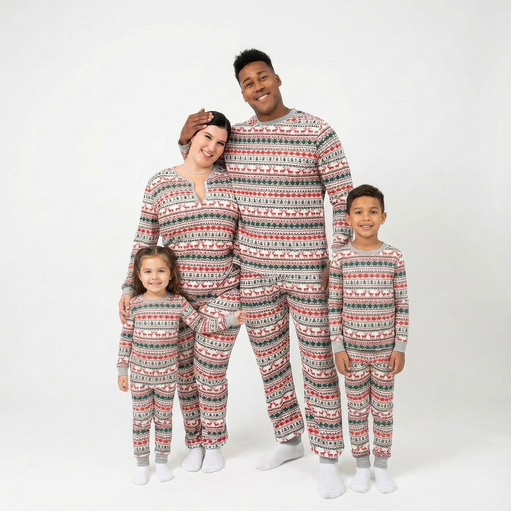 WeMatch91™ Elk Deer Family Christmas Pajamas Set Matching Holiday Sleepwear for Parents and Kids